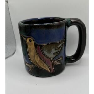 Mara Mexico Coffee Mug Pottery Birds Colorful Signed Stoneware